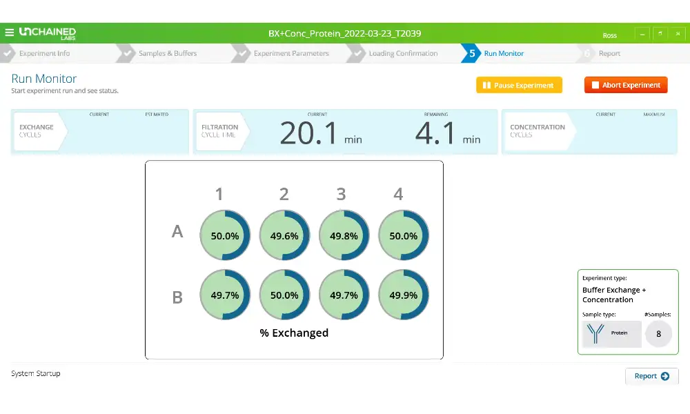 Unagi 即時監控介面顯示實驗進度